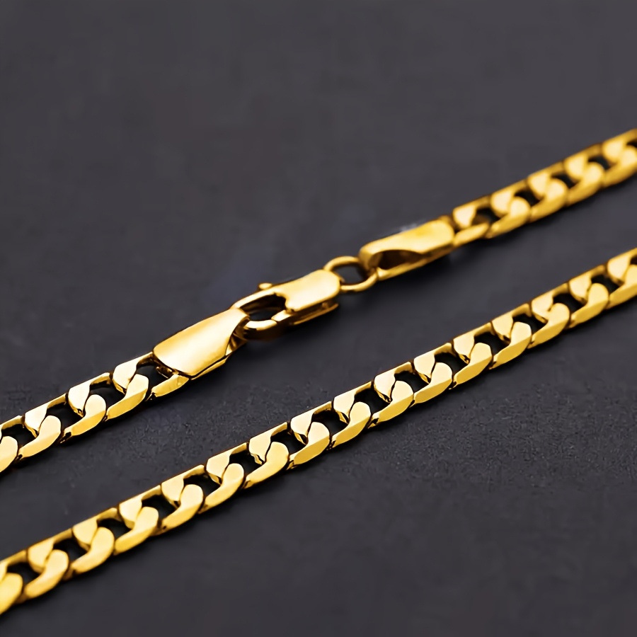 925 Silver Hip hop 5mm Golden Cuban Chain Necklace 18k plated